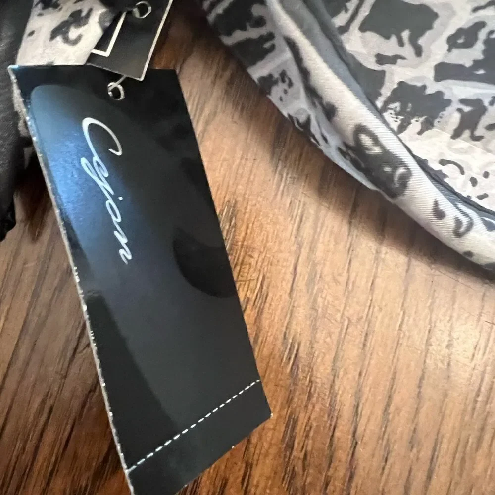 NWT Cejon Black Animal Print Large scarf. 34 x 35”
